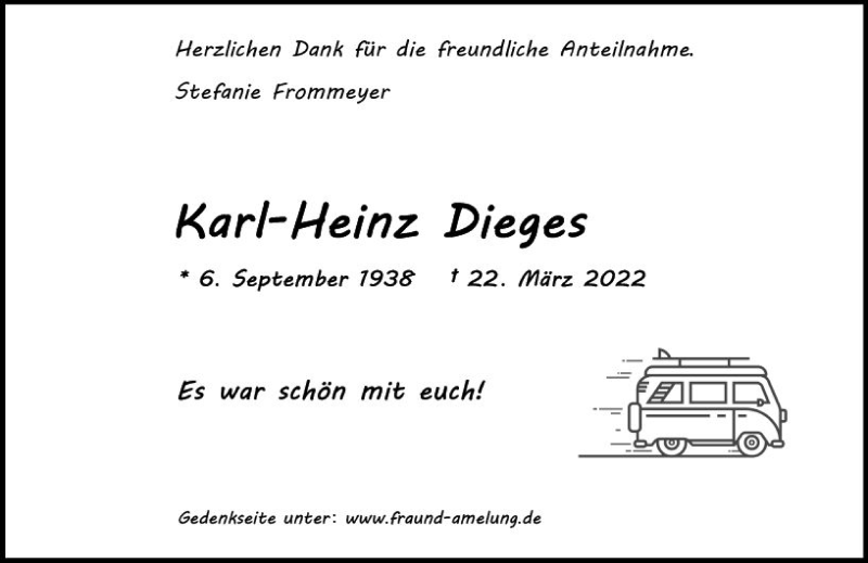  Traueranzeige für Karl-Heinz Dieges vom 30.04.2022 aus vrm-trauer Wiesbadener Kurier