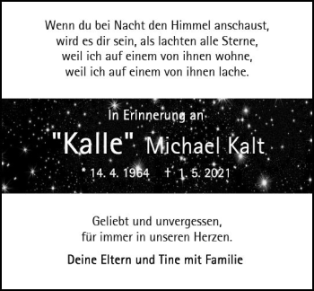 Traueranzeige von Michael Kalt von vrm-trauer Odenwälder Echo