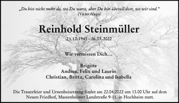 Traueranzeige von Reinhold Steinmüller von vrm-trauer Hochheimer Zeitung