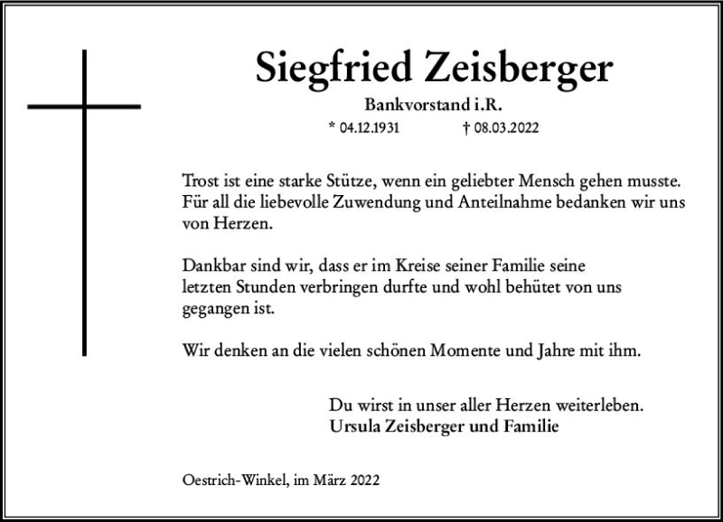  Traueranzeige für Siegfried Zeisberger vom 02.04.2022 aus vrm-trauer Rheingau