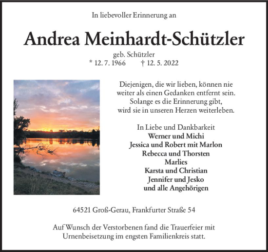 Traueranzeige von Andrea Meinhardt-Schützler von vrm-trauer Groß-Gerauer Echo