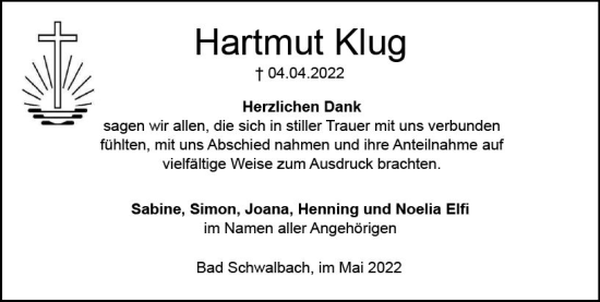 Traueranzeige von Hartmut Klug von vrm-trauer Wiesbadener Kurier