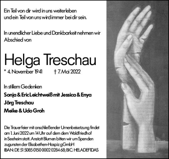 Traueranzeige von Helga Treschau von vrm-trauer Darmstädter Echo