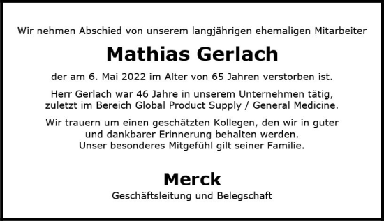 Traueranzeige von Mathias Gerlach von vrm-trauer Darmstädter Echo