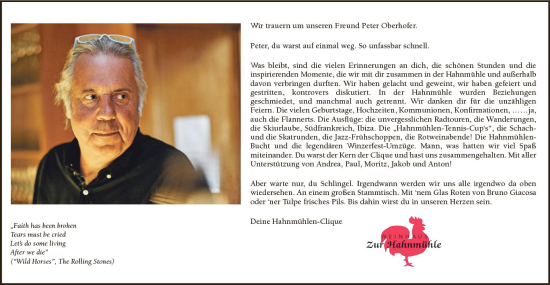 Traueranzeige von Peter Oberhofer von vrm-trauer Bergsträßer Anzeiger