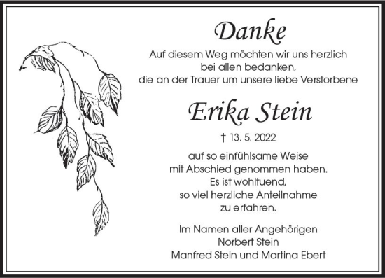 Traueranzeige von Erika Stein von vrm-trauer Darmstädter Echo