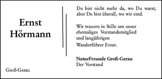 Traueranzeige von Ernst Hörmann von vrm-trauer Groß-Gerauer Echo