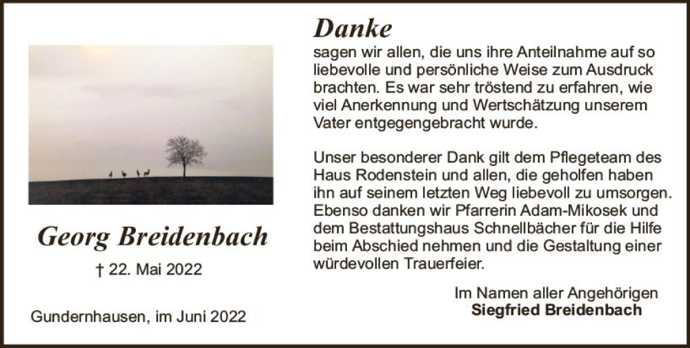  Traueranzeige für Georg Breidenbach vom 25.06.2022 aus vrm-trauer Darmstädter Echo