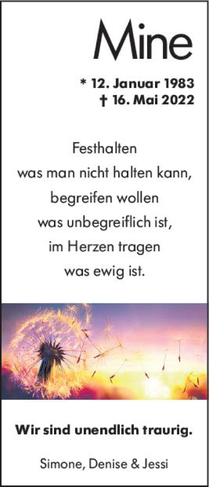 Traueranzeige von Jasmin Schäfer von vrm-trauer Wiesbadener Kurier