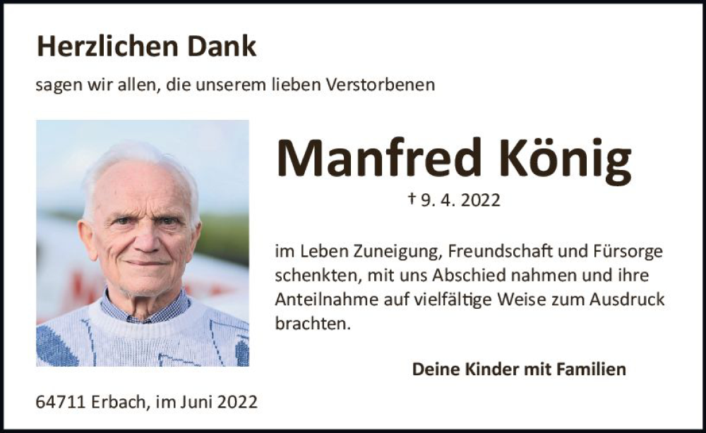  Traueranzeige für Manfred König vom 04.06.2022 aus vrm-trauer Odenwälder Echo