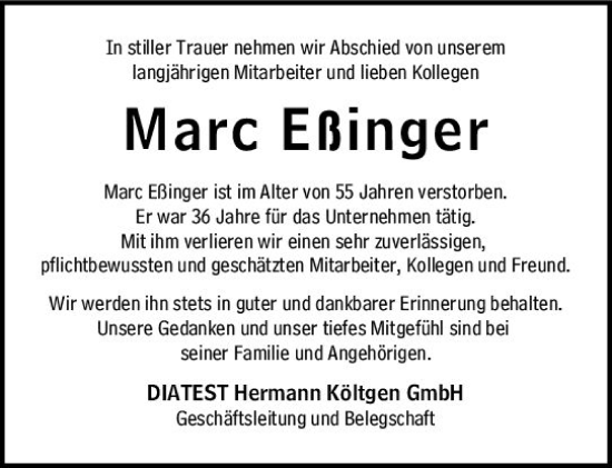 Traueranzeige von Marc Eßinger von vrm-trauer Darmstädter Echo