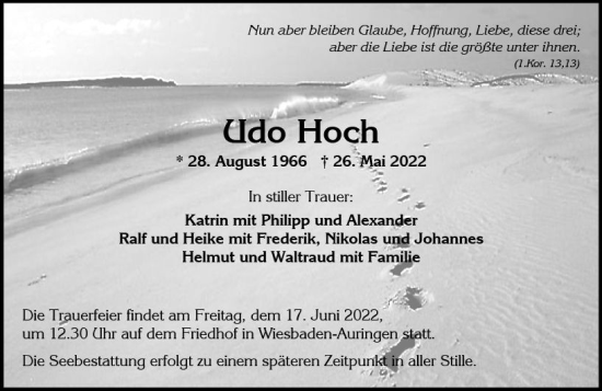 Traueranzeige von Udo Hoch von vrm-trauer Wiesbadener Kurier
