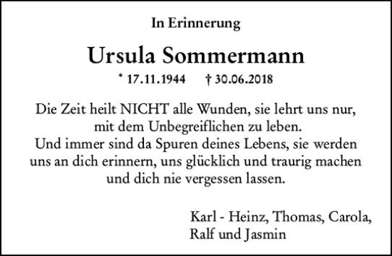Traueranzeige von Ursula Sommermann von vrm-trauer Darmstädter Echo