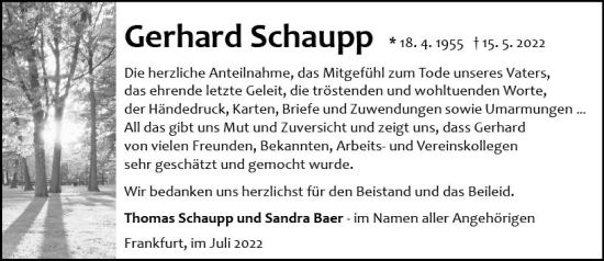 Traueranzeige von Gerhard Schaupp von vrm-trauer Odenwälder Echo