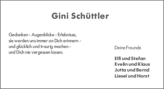 Traueranzeige von Gini Schüttler von vrm-trauer Darmstädter Echo