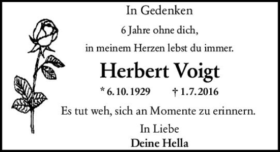 Traueranzeige von Herbert Voigt von vrm-trauer AZ Mainz