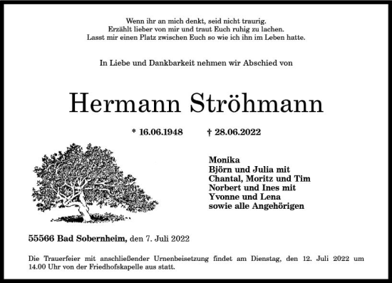 Traueranzeige von Hermann Ströhmann von vrm-trauer AZ Mainz
