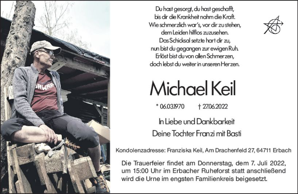 Traueranzeige für Michael Keil vom 02.07.2022 aus vrm-trauer Odenwälder Echo