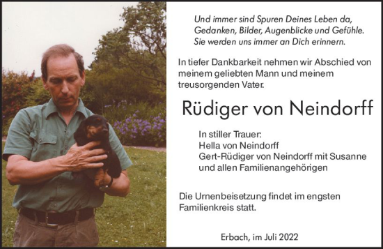 Traueranzeige von Rüdiger von Neindorff von vrm-trauer Odenwälder Echo