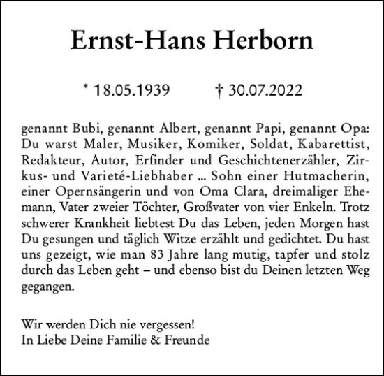 Traueranzeige von Ernst-Hans Herborn von vrm-trauer AZ Mainz