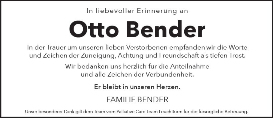 Traueranzeige von Otto Bender von vrm-trauer Groß-Gerauer Echo