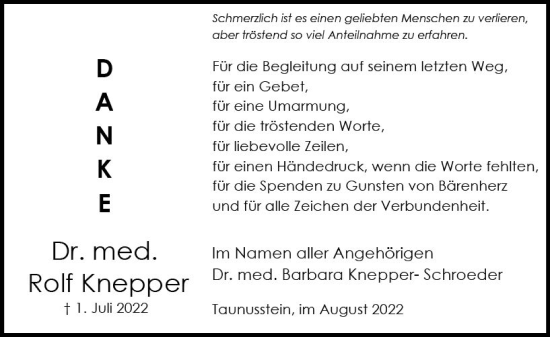 Traueranzeige von Rolf Knepper von vrm-trauer Wiesbadener Kurier
