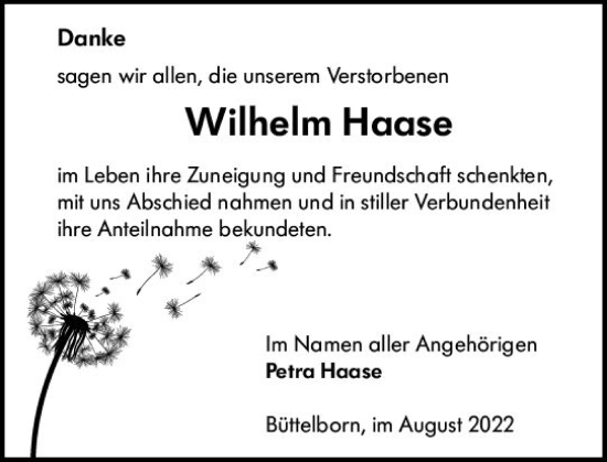 Traueranzeige von Wilhelm Haase von vrm-trauer Groß-Gerauer Echo