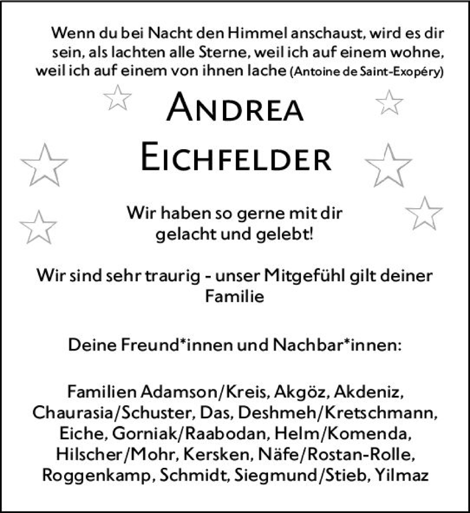  Traueranzeige für Andrea Eichfelder vom 03.09.2022 aus vrm-trauer Darmstädter Echo