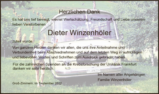Traueranzeige von Dieter Winzenhöler von vrm-trauer DieburgerAnzeiger/Groß-Zimmerner Lokala
