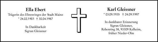 Traueranzeige von Ella Ebert von vrm-trauer AZ Mainz