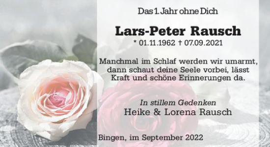 Traueranzeige von Lars-Peter Rausch von vrm-trauer Allgemeine  Zeitung Ingelheim-Bingen