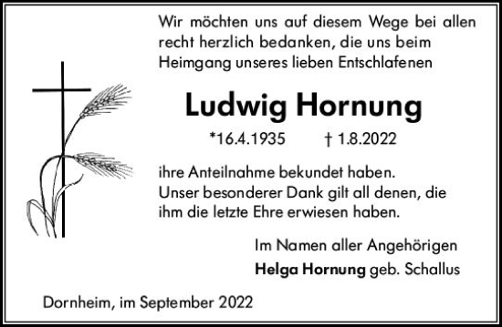 Traueranzeige von Ludwig Hornung von vrm-trauer Groß-Gerauer Echo
