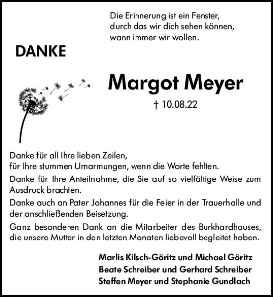 Traueranzeige von Margot Meyer von vrm-trauer Wormser Zeitung
