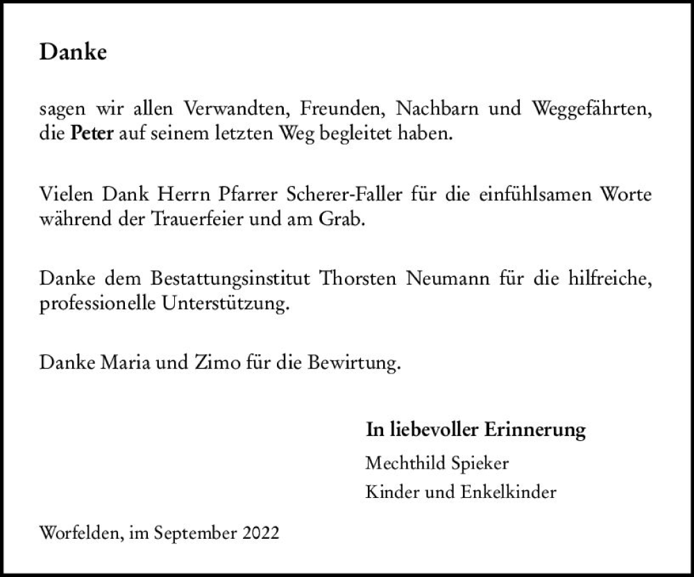  Traueranzeige für Peter  vom 03.09.2022 aus vrm-trauer Groß-Gerauer Echo