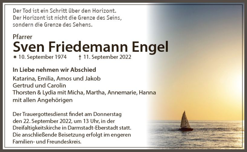  Traueranzeige für Sven Friedemann Engel vom 17.09.2022 aus vrm-trauer Darmstädter Echo