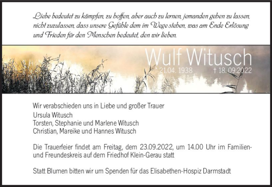 Traueranzeige von Wulf Witusch von vrm-trauer Groß-Gerauer Echo