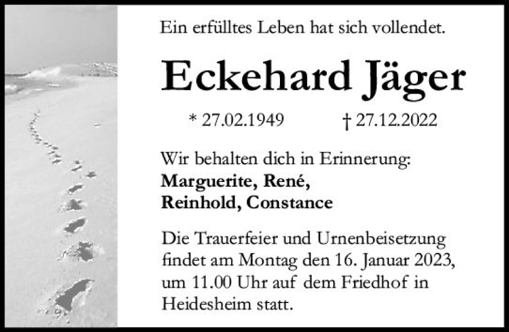  Traueranzeige für Eckehard Jäger vom 07.01.2023 aus vrm-trauer AZ Mainz