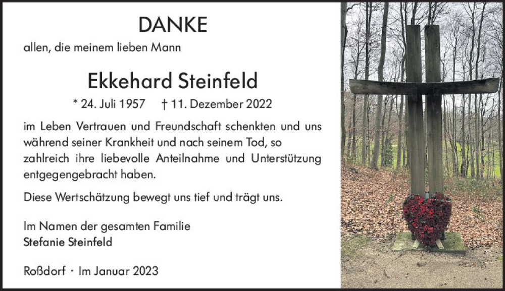  Traueranzeige für Ekkehard Steinfeld vom 28.01.2023 aus Darmstädter Echo