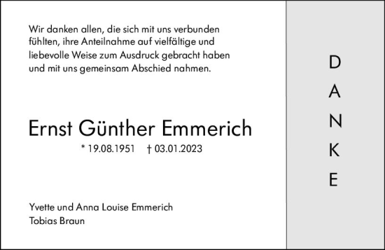 Traueranzeige von Ernst Günther Emmerich von Hochheimer Zeitung
