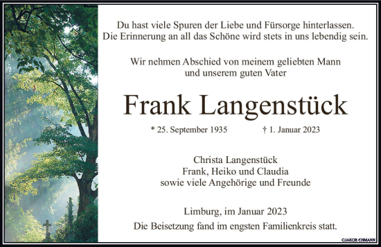 Traueranzeige von Frank Langenstück von Nassauische Neue Presse