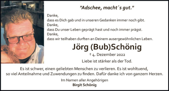 Traueranzeige von Jörg Schönig von Allgemeine Zeitung Mainz