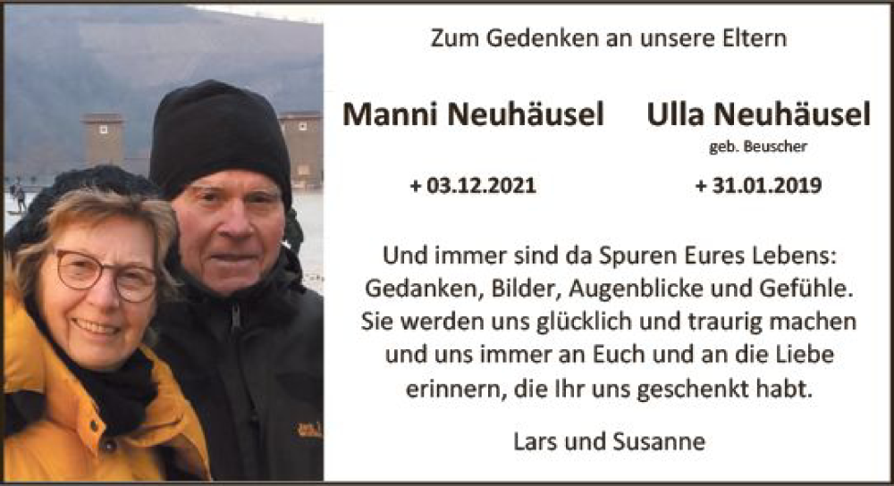  Traueranzeige für Manni Neuhäusel vom 31.01.2023 aus Allgemeine Zeitung Bad Kreuznach