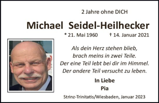 Traueranzeige von Michael Seidel-Heilhecker von Wiesbadener Kurier gesamt