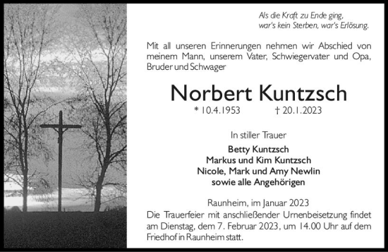 Traueranzeige von Norbert Kuntzsch von Rüsselsheimer Echo