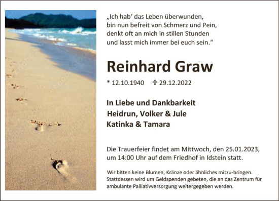 Traueranzeige von Reinhard Graw von Idsteiner Land / Untertaunus Kurier