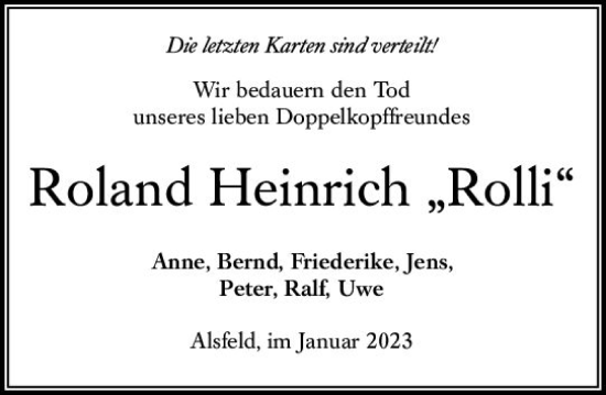 Traueranzeige von Roland Heinrich von VRM Trauer