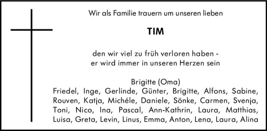 Traueranzeige von Tim  von WK Rheingau