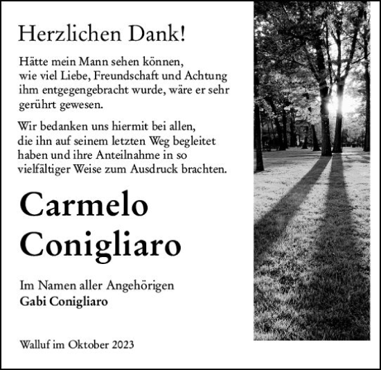 Traueranzeige von Carmelo Conigliaro von Rheingau Kurier