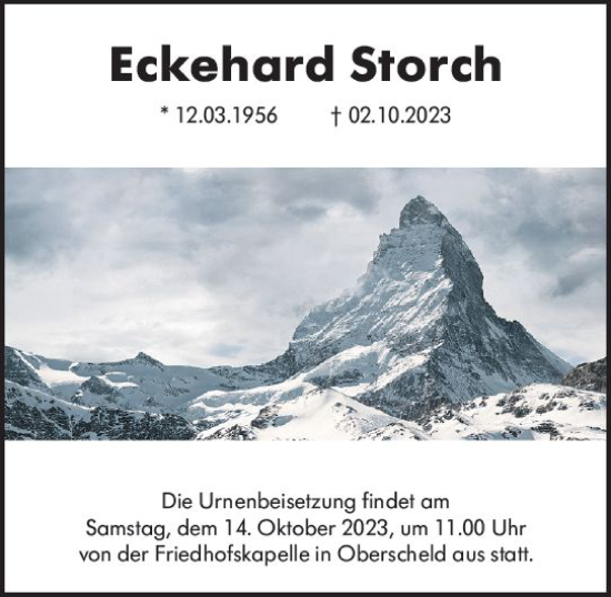 Traueranzeige von Eckehard Storch von Dill Block