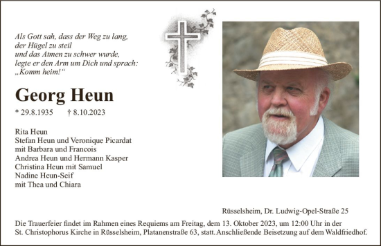 Traueranzeige von Georg Heun von Rüsselsheimer Echo